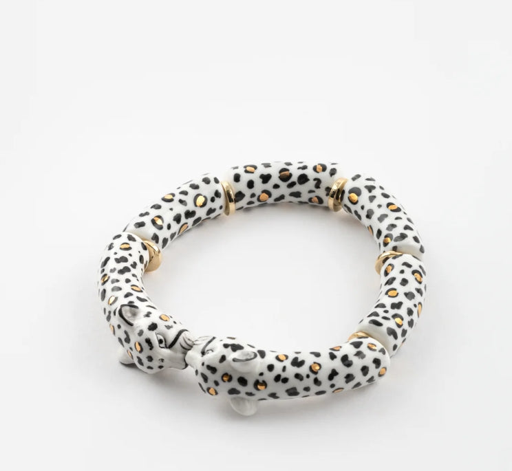 Bracelet Nach Léopard Blanc et Doré