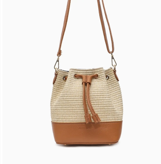Sac en Raphia naturel et cuir Cherry Paris