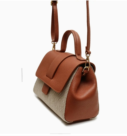 Sac Cuir et Raphia naturel Cherry Paris
