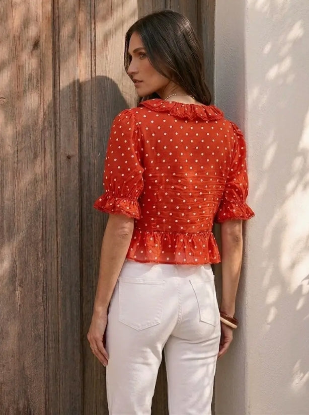 Crop top Suzzie Coton à pois Choklate Paris