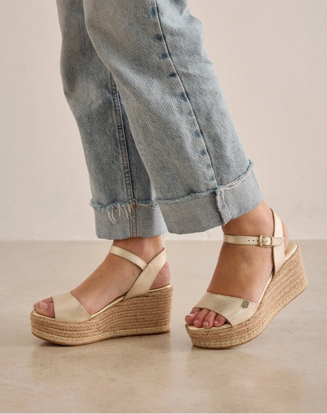 Espadrilles compenseés dorées Popa