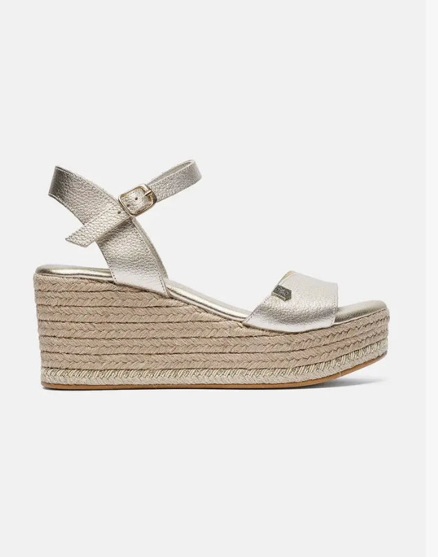 Espadrilles compenseés dorées Popa