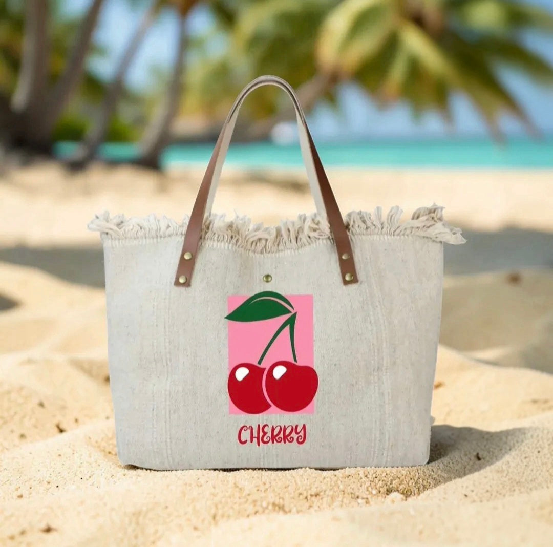 Sac cabas coton et cuir